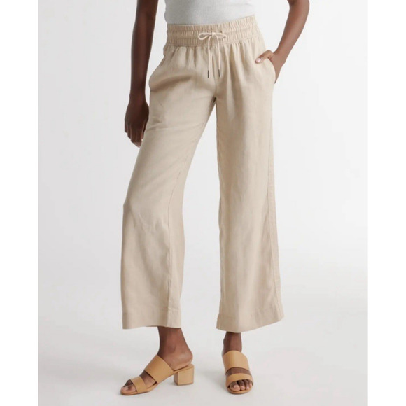 NWT Quince 100% European Linen‎ Wide Leg Pants Size Large Driftwood Cream Beach - Picture 2 of 16